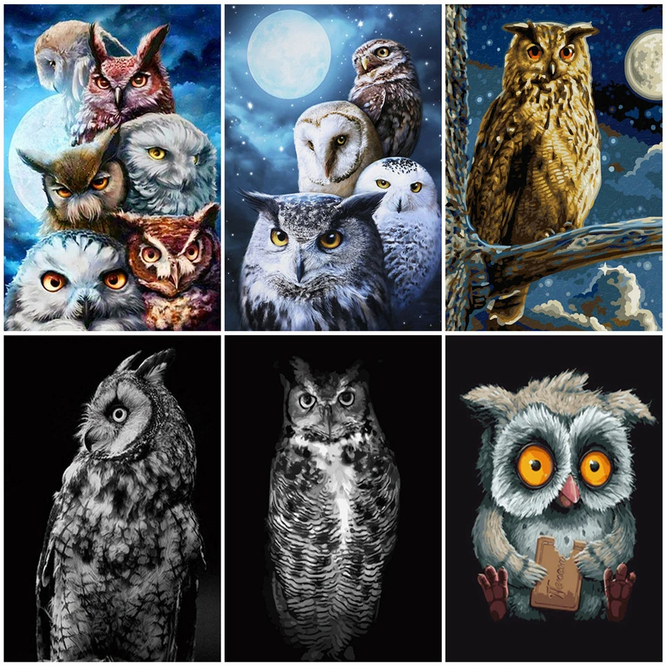 

AZQSD Adult Coloring By Numbers Animal Picture For Living Room Decoration DIY Paint By Numbers Owl Handpainted Gift