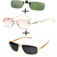 3pcs alloy luxury frameless rimless reading glasses women ladies polarized sunglasses luxury pilot sunglasses clip