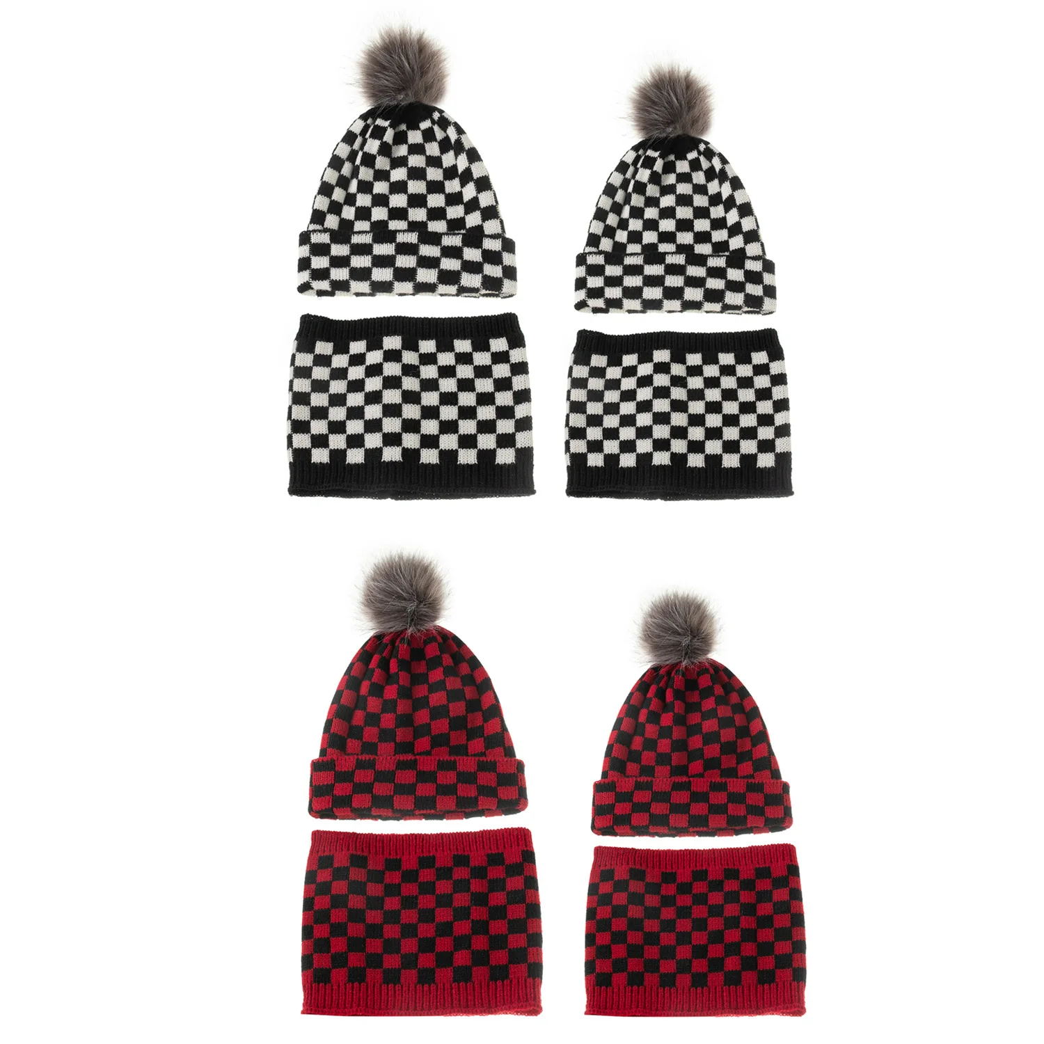 Зимняя вязаная теплая мягкая клетчатая