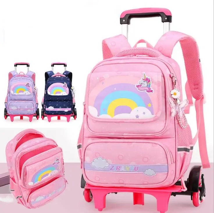 Школьная сумка на колесах для девочек, рюкзак на колесиках для студентов, детские школьные рюкзаки на колесиках