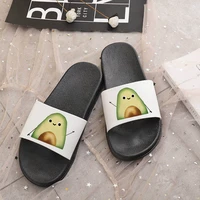 avocado fruit kawaii fun cartoon print women slippers 2021 harajuku 90s girls slide sandals summer slippers for women