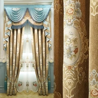 custom curtains european chenille thick luxury bedroom high end jacquard coffee cloth blackout curtain tulle valance drape b175