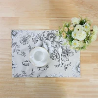 Blended Fabric Durable Floral Placemat,Variety of Flower Patterns Table Mat,Kitchen Cloth Pad,Dining Room Restaurant Ornament