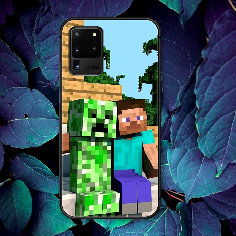 

Mini World Sandbox Game Phone Case For Samsung Galaxy Note S 8 9 10 20 Plus E Lite Uitra black Coque Soft Back Tpu Etui Silicone