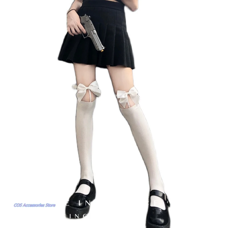 

Japanese Original Handwork Soft Sister Lolita Sweet Women Autumn Sexy High Socks Black Bowknte JK Fashion Knee Socks Girls New