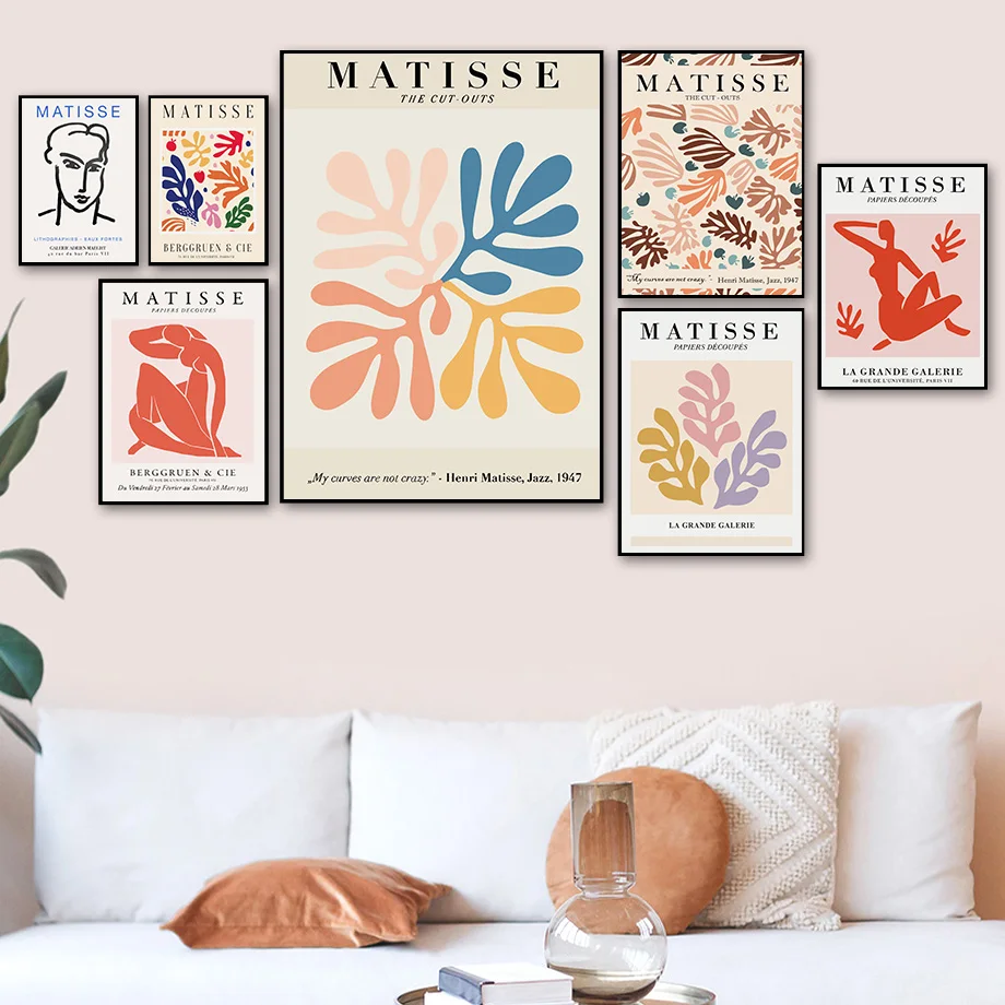 

Matisse Colorful Leaf Girl Man Curve Wall Art Canvas Painting Nordic Posters And Prints Wall Pictures For Living Room Decor