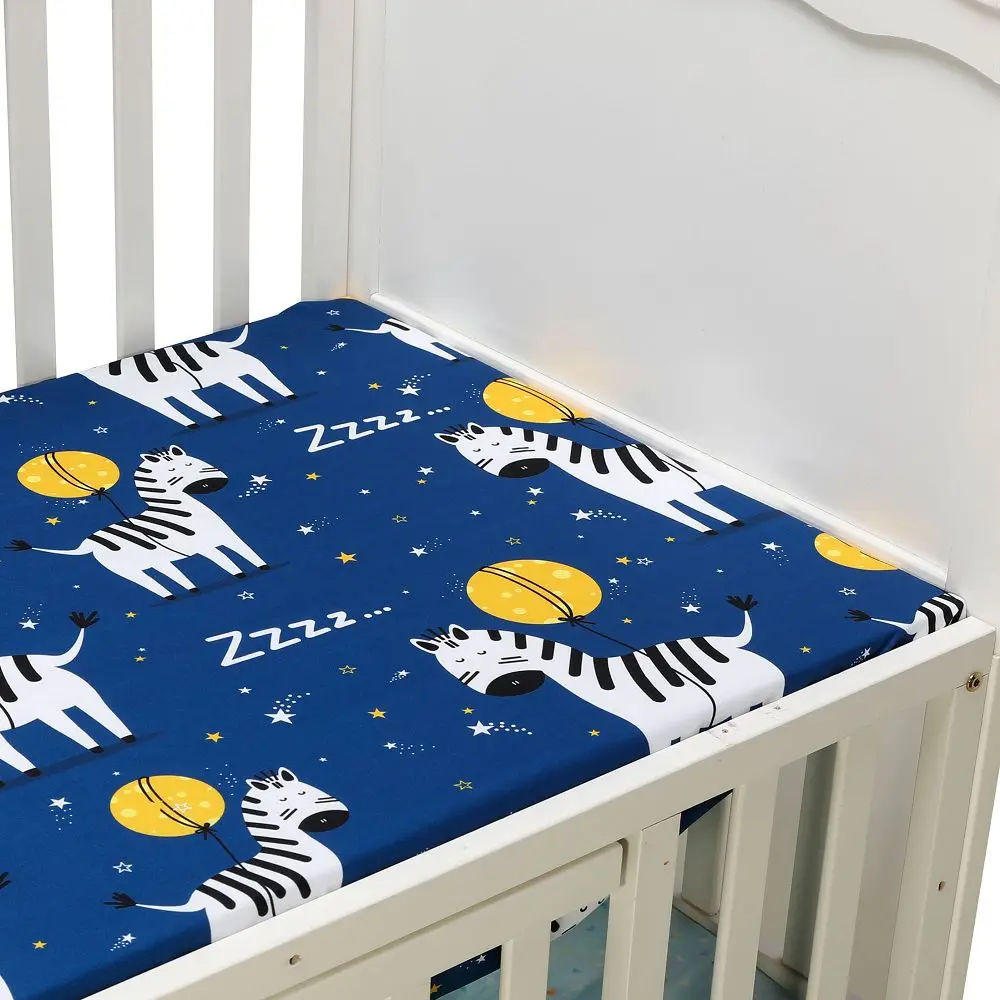 

Newborn Baby Crib Fitted Sheet Baby Bed Mattress Cover Soft Breathable Cartoon Print Newborn Bedding For Cot Size 130*70cm