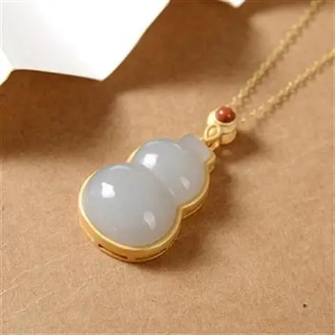 

Original S925 Sterling Silver Gilding Hetian Jade Smokey Violet Creative All-Match New Gourd Ladies Pendant