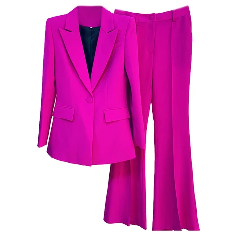 Женский деловой костюм HAGEOFLY желто-фиолетовый  из полиэстера и хлопка