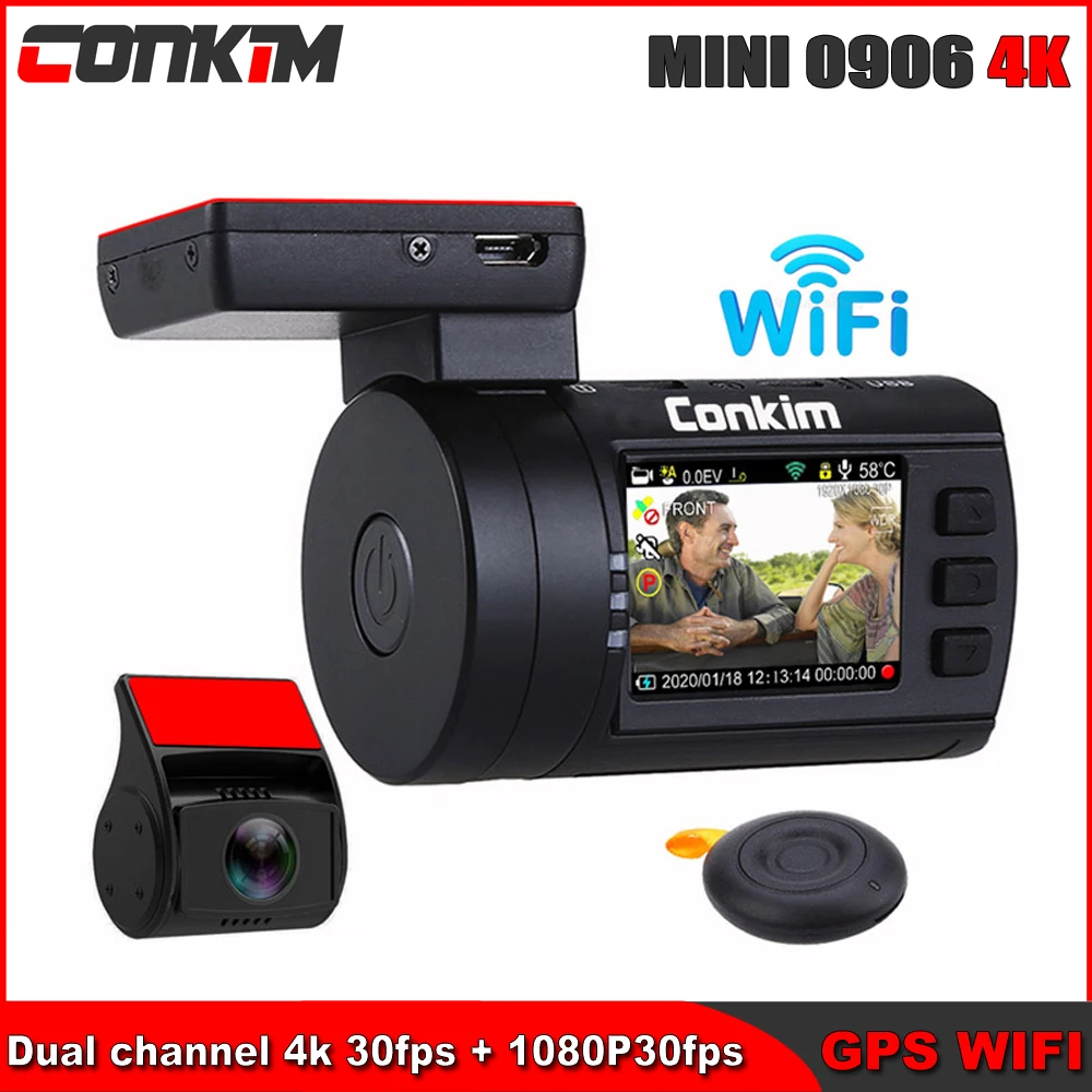 Видеорегистратор Conkim Mini 0906 4K 1080P Full HD GPS дюйма Wi Fi|Видеорегистраторы| |