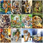 Картина с изображением тигрового масла по номерам на холсте, рамка с животными, акриловая краска по номерам, Наборы для творчества сделай сам для взрослых, украшение для дома, настенное искусство