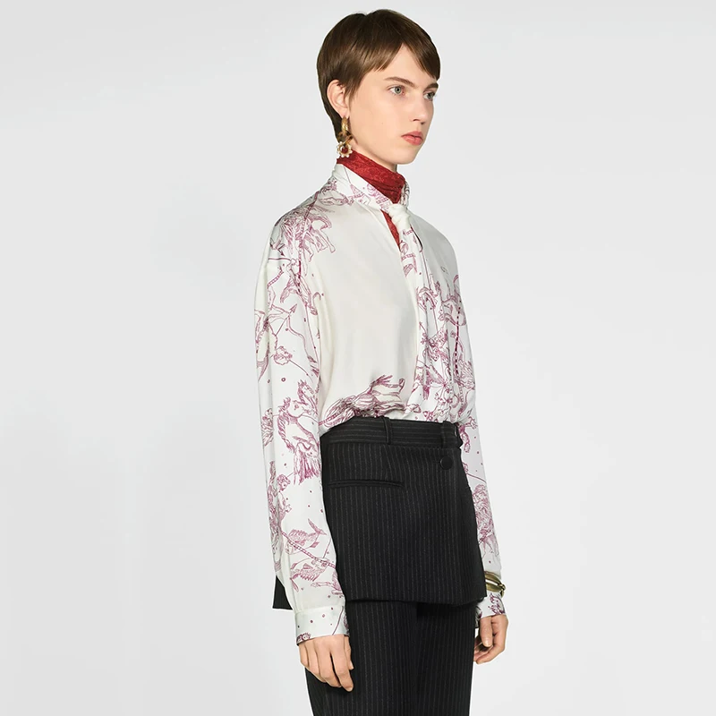 Новинка 2019 ZA рубашка с принтом женская модная богемная длинным рукавом и