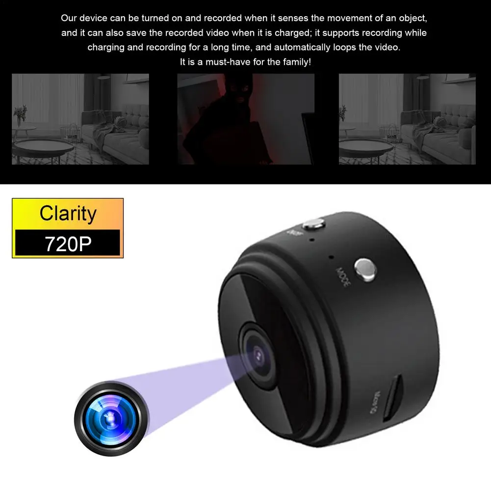 Скрытая секретная мини-камера 720P для домашней безопасности видеокамера ночного