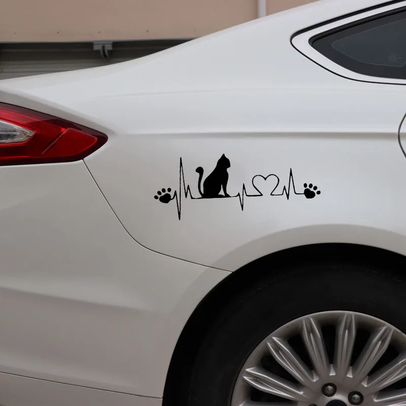 

Car Sticker Motorcycle Sticker Funny Cat Mom Cat Dad Paw Print PVC Heat Protection Window Decal Black/Silver 18.1x7.1cm