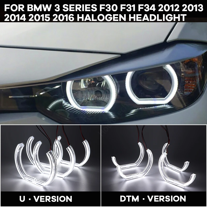 

White Day light Cut Style DRL DTM U Shape Light Crystal Angel eyes Style For BMW 3 Series F30 F31 F34 2012-16 halogen headlight