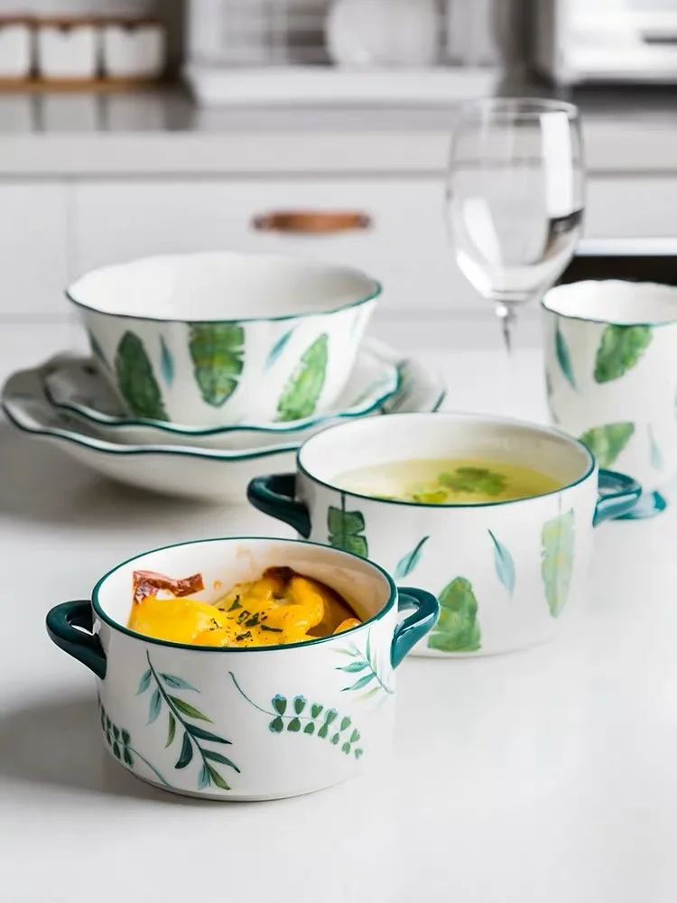 Керамическая обеденная тарелка в комплекте Глубокая блюдо для растений