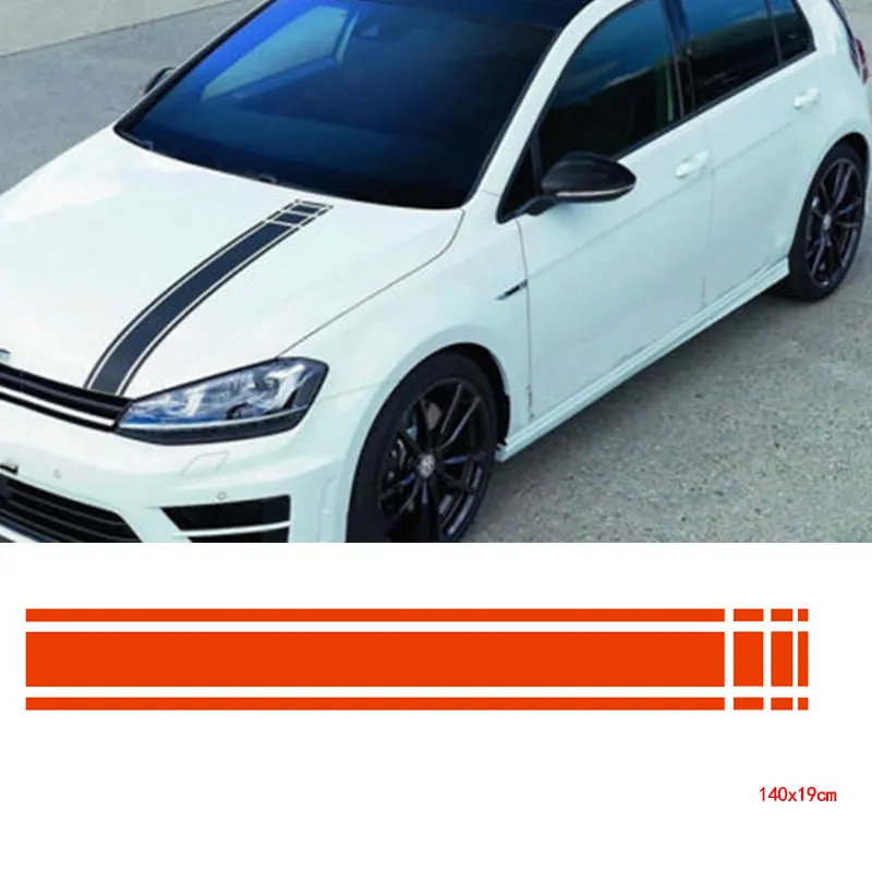 

140X19CM Car Racing Rally stripes Hood Deals Vinyl Auto Front Stickers