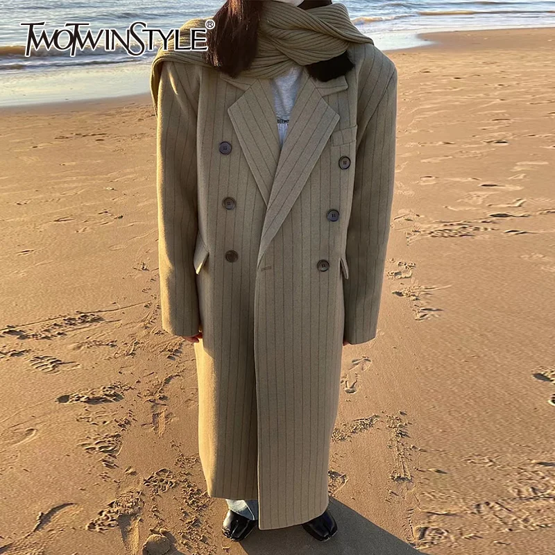 

Женское твидовое пальто twotwin2, повседневное приталенное однотонное пальто на пуговицах с v-образным вырезом и длинным рукавом, осенний стиль...