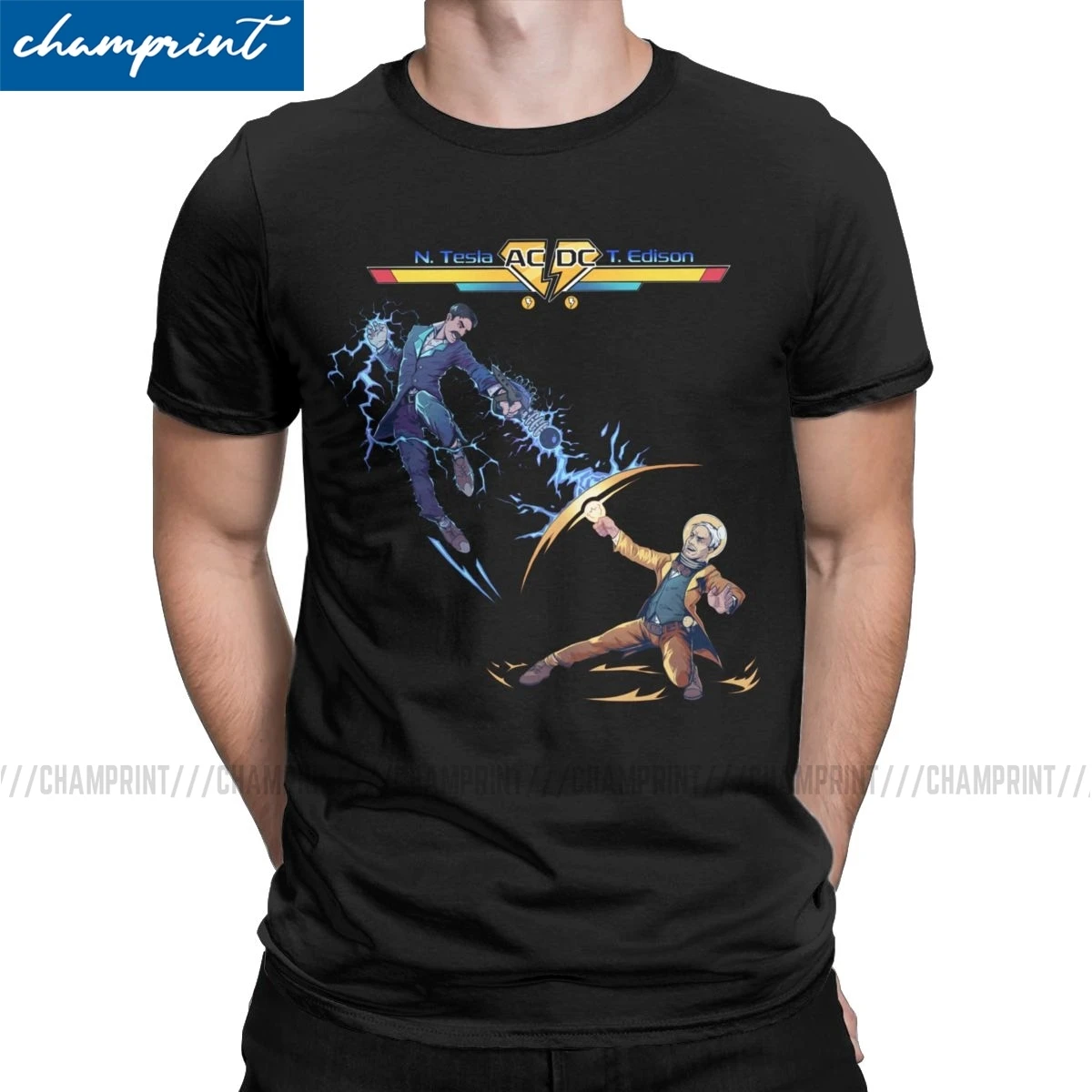 

Nikola Tesla Vs Edison T-Shirt Men Electricity Science Physicist Energy Inventor Geek Nerd Hipster Tees Round Neck T Shirt