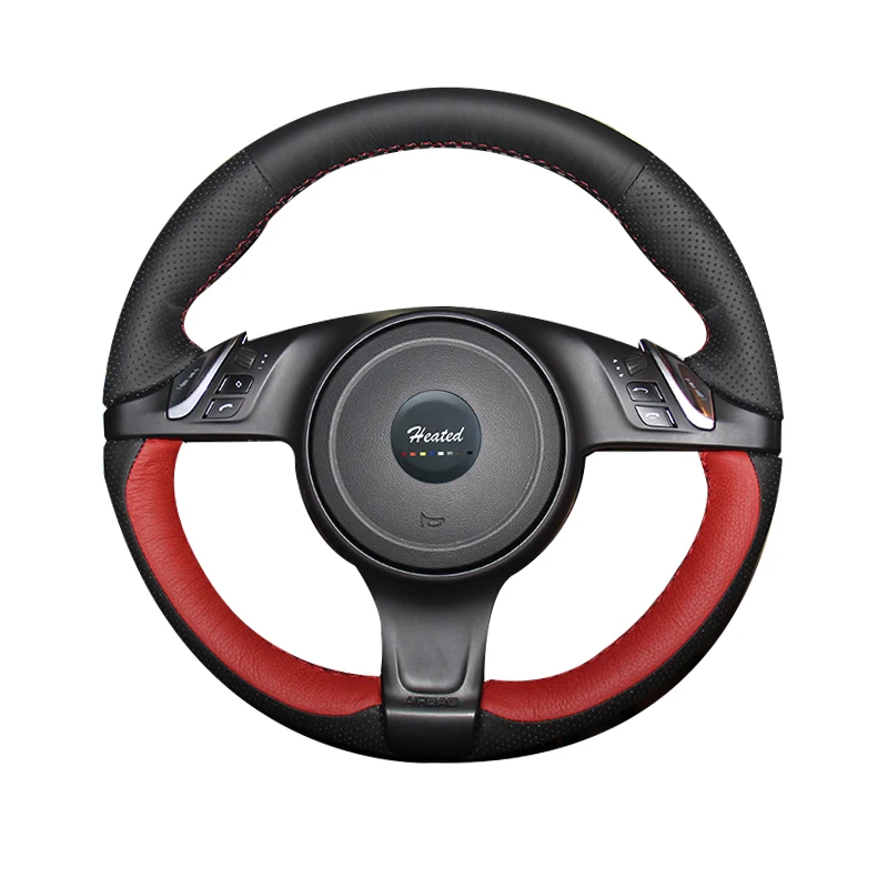 Чехол на руль для Porsche Cayenne 2013 Кожаная оплетка из микрофибры чехол руля|steering wheel