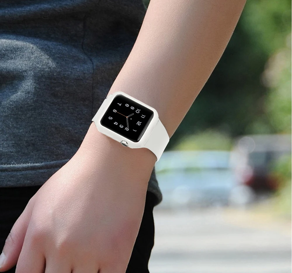 Мягкий силиконовый чехол для Apple Watch 3 2 1 42 мм 38 мм полная защитная оболочка для iWatch 4 5 40 мм 44 мм бампер для часов