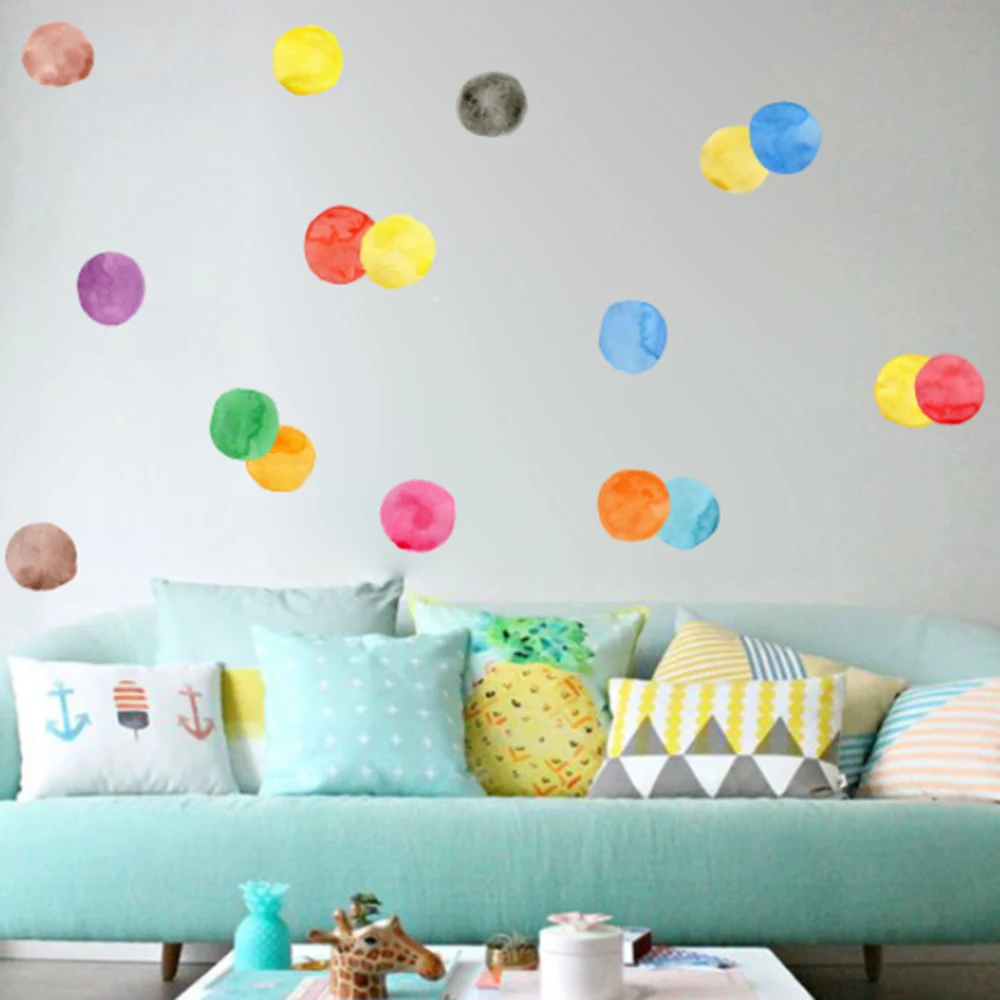 

High Quality 6 Pcs/Set DIY Colorful Dots Wall Stickers Colors Round Wall Decal PVC Wall Decals For Children/ Room Decoration