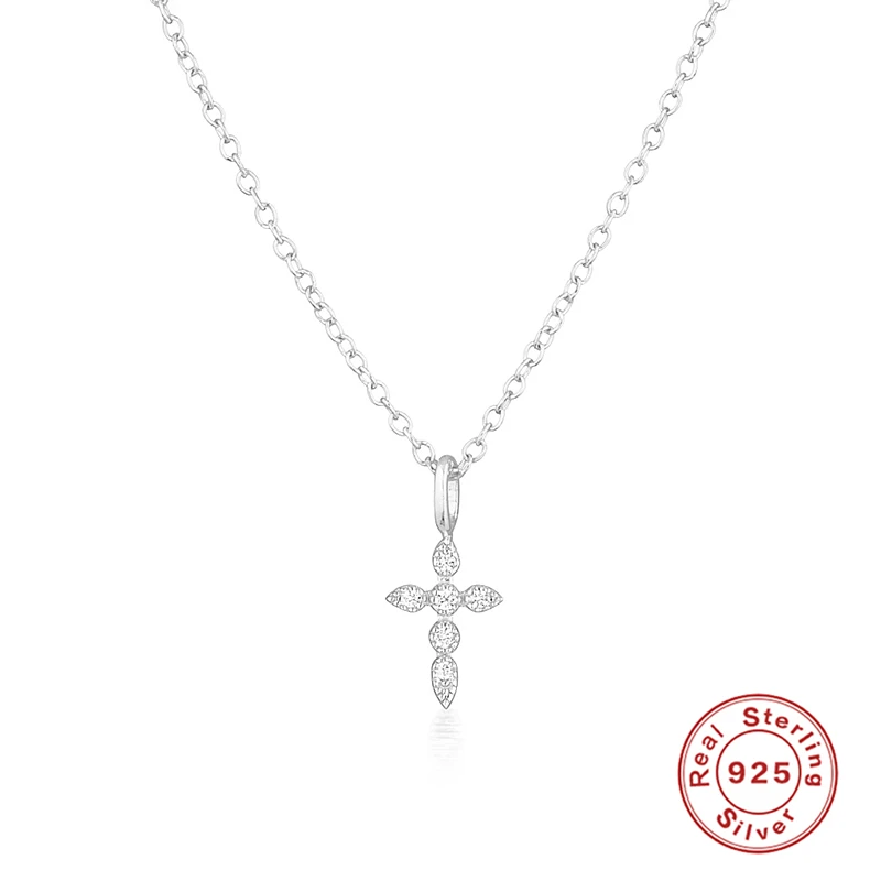

KOJ Ins Style Fashion Simple Cross 925 Sterling Silver Necklaces for Women Choker Necklace Chain Fine Jewelry Collares Bijoux