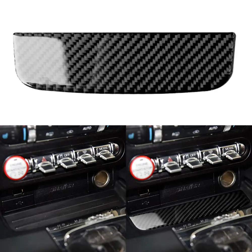 

New Carbon Fiber Console Storage Box Decor Trim Cover For Ford Mustang 2015-2019