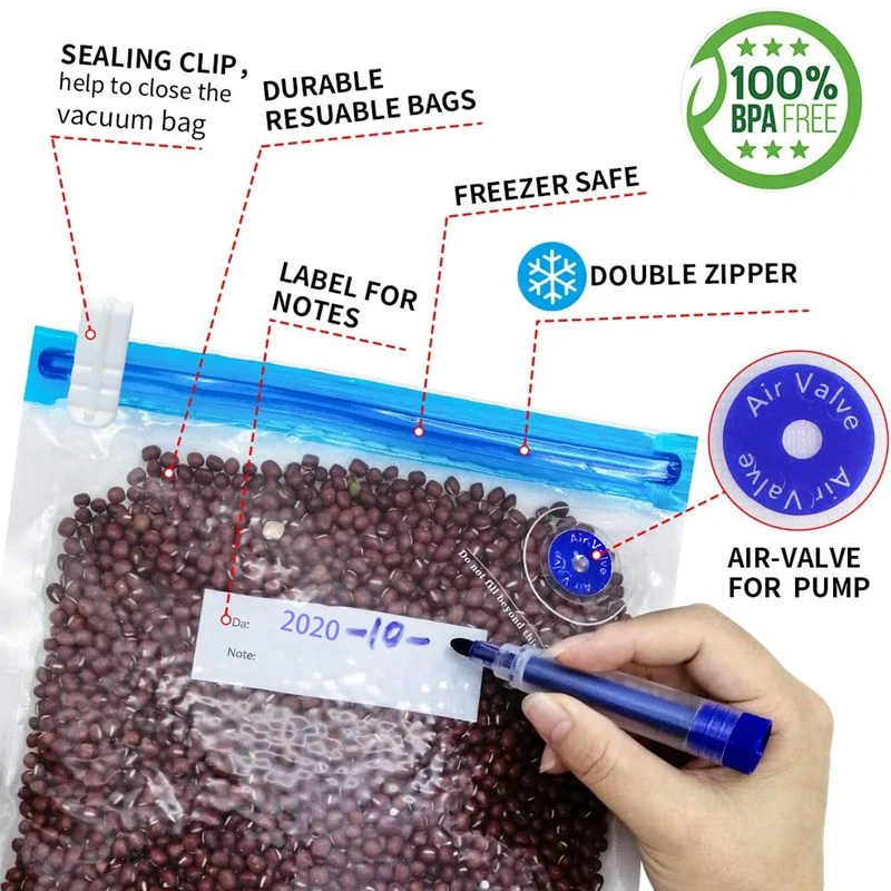 Пакеты под вид 15 шт. многоразовые электрические вакуумные пакеты для хранения