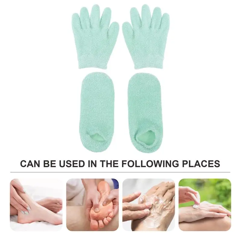 

4Pcs Gel Moisturizing Spa Gloves and Cracked Dry Skin Socks for Women Girls