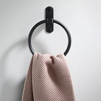 black space aluminum towel holder round bath towel ring wall mounted rack shelf