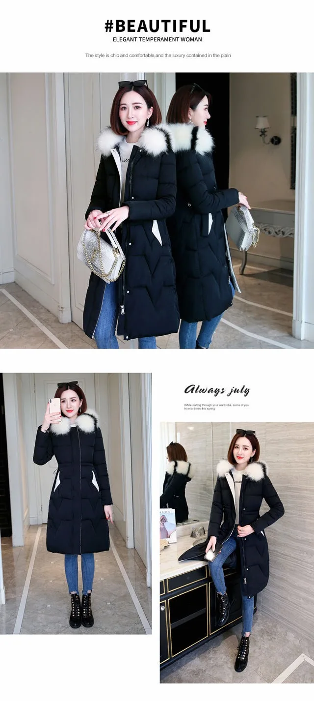 Vangull Parka женские зимние пальто длинные хлопковые повседневные меховые куртки с капюшоном женские толстые теплые зимние парки Женские приталенные пальто