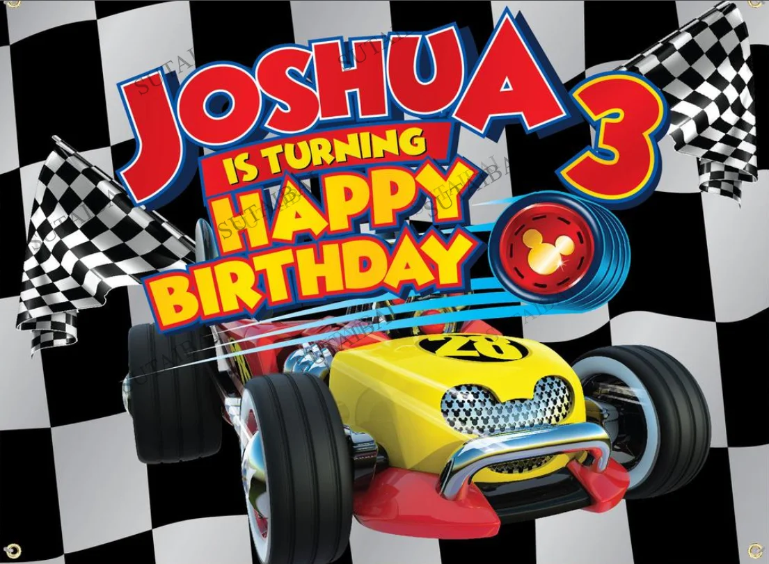 

Photography Backdrops Custom Monster Truck Race Car Plaid Flag Happy Birthday Photo Background Child Baby Shower Photo Studio