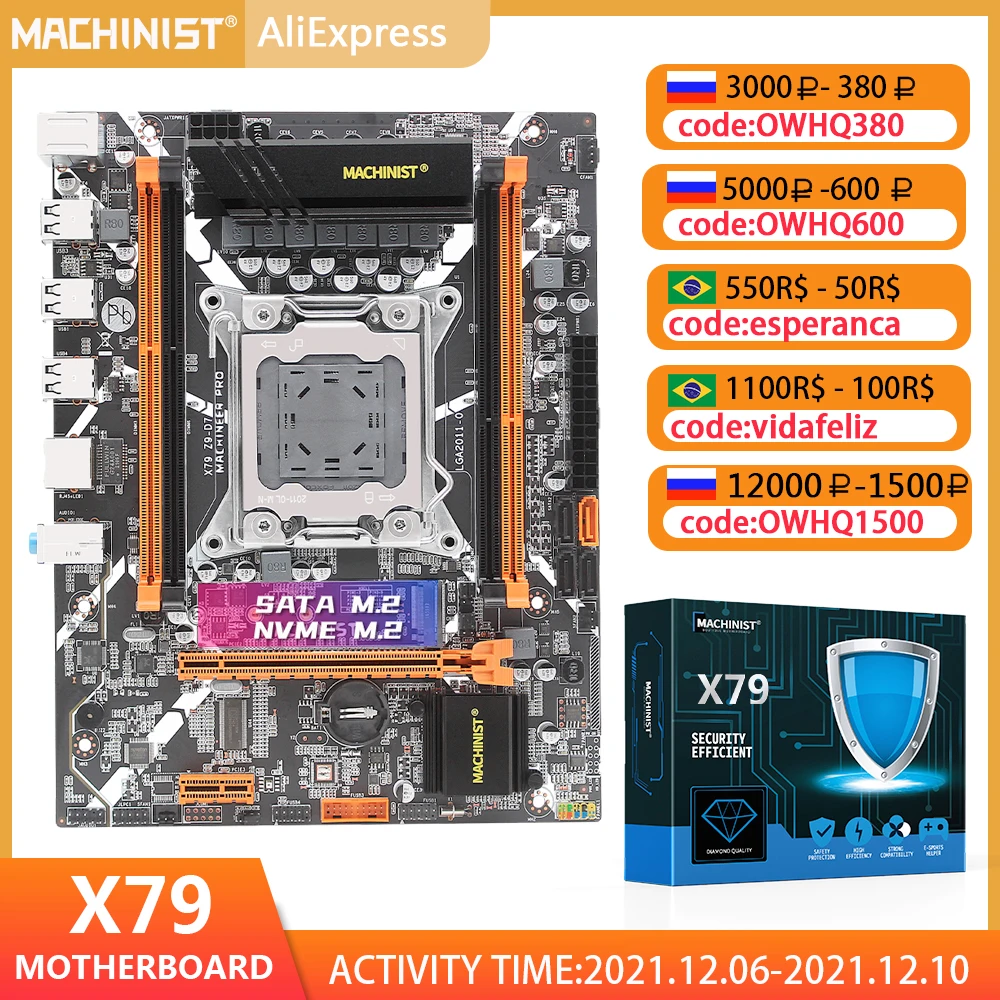 

Machinist X79 Motherboard LGA 2011 Support DDR3 REG ECC Memory RAM Xeon E5 V1&V2 i71 Processor X79 Z9-D7 Desktop Board