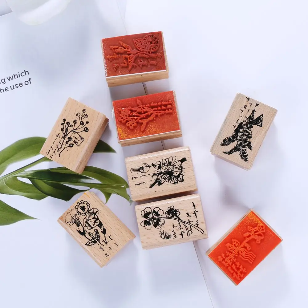 1PC Vintage Wooden Grass Plants Stamps Rubber For Letters Diary Craft Scrapbooking | Дом и сад