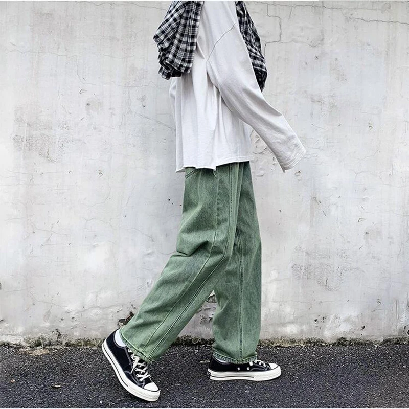 

Spring Fashion Brand Straight Jeans Men's Korean Fashion Students' 2021 Wide Leg Casual Pants For Man