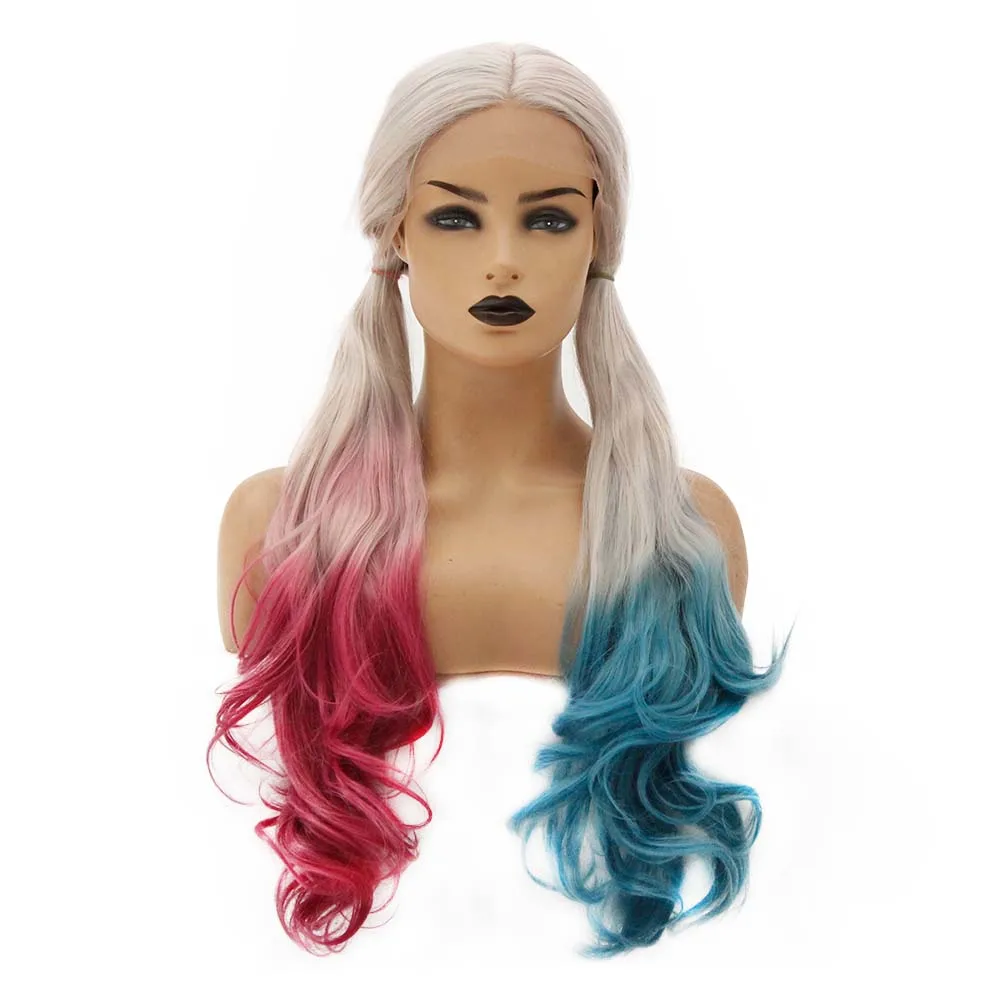 Парик V'NICE Harley Quinn из синтетического кружева 150% плотность Термостойкое волокно