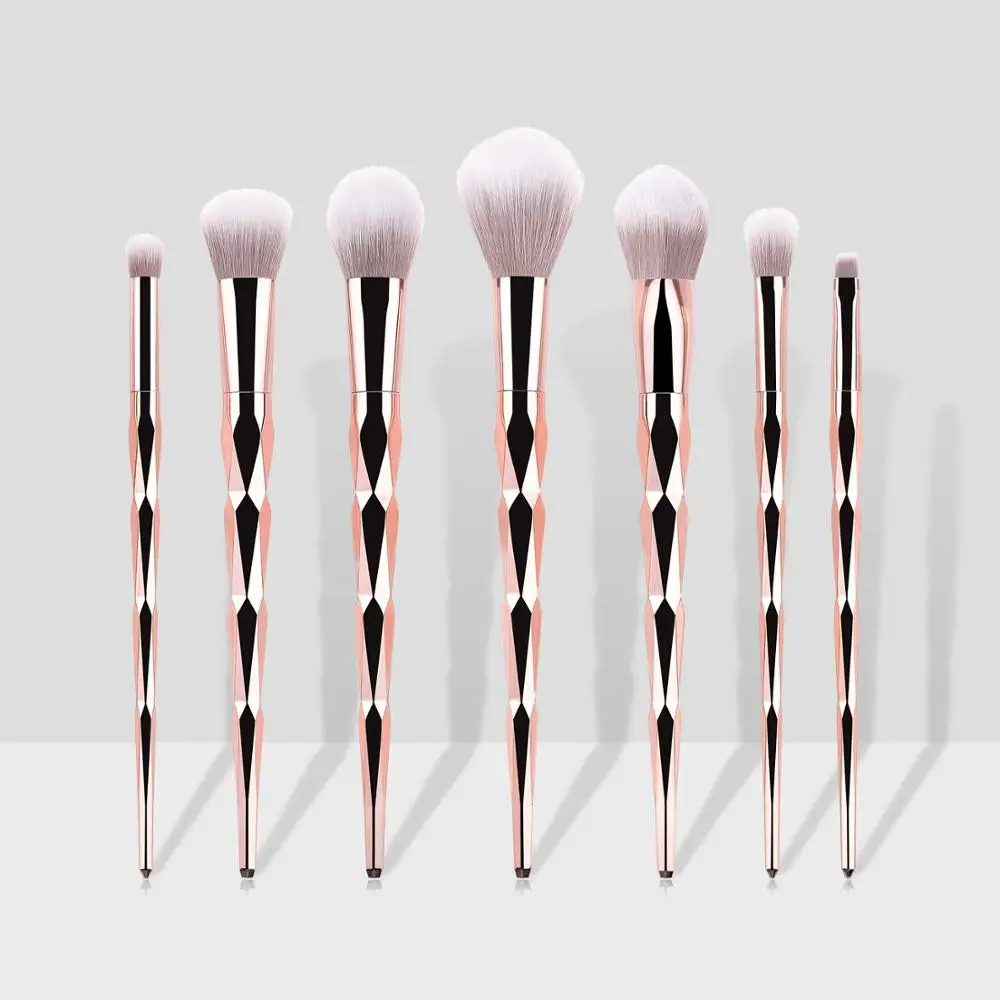 7 шт. розовое золото алмаз Макияж Кисти Набор Пудра основа тени для век Румяна