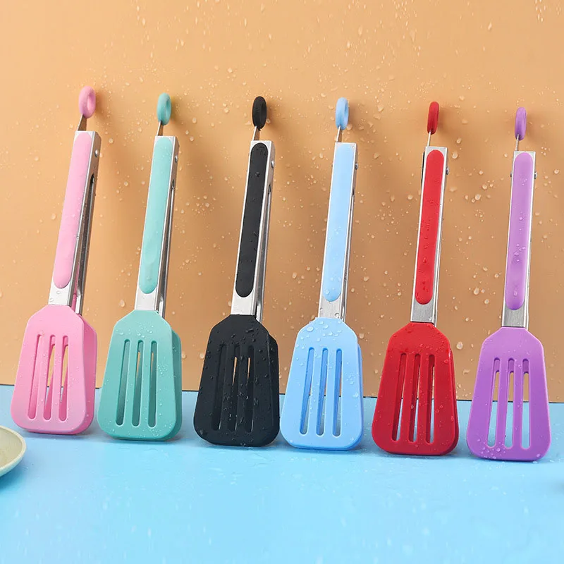

Silicone Kitchen Tongs 10 Inch Cooking Tongs With Silicone Tips Non-Stick Stainless Steel For Barbecue Skewers Hotdog Accessorie