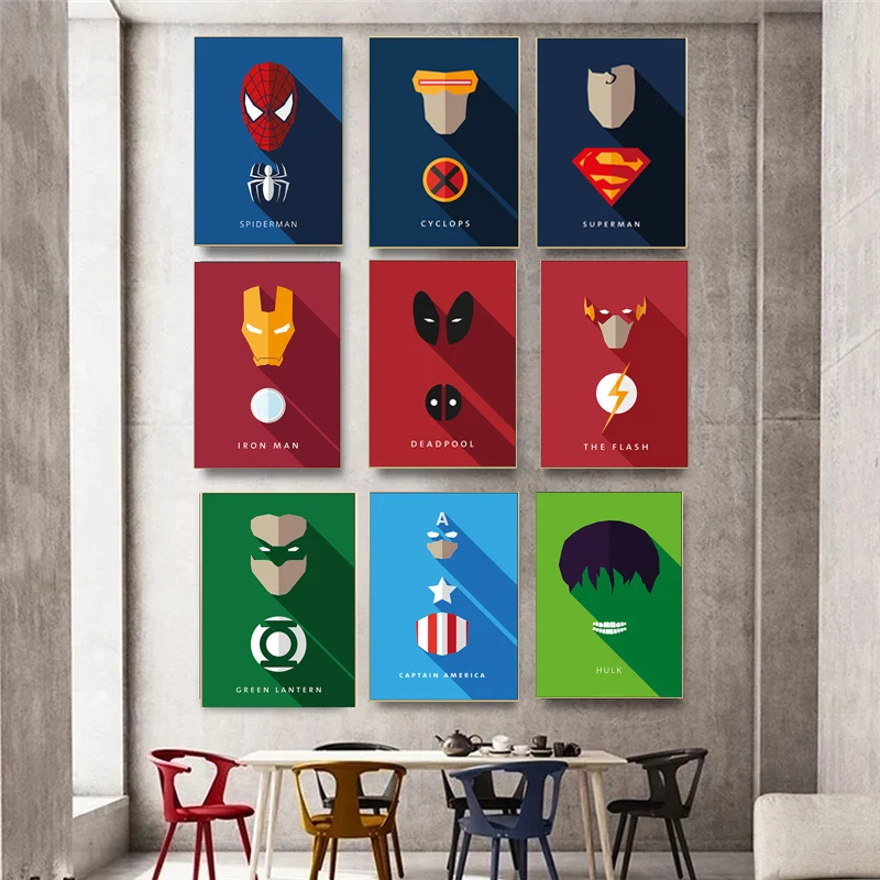 

Nordic Marvel Avengers Anime Poster Superhero Spider Man Iron Man Canvas Paintings Prints Wall Art Picture Kids Room Decor Mural