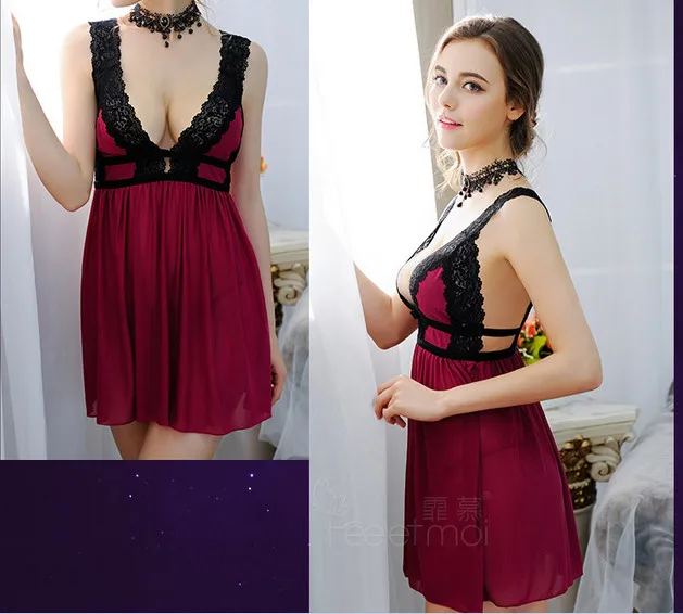 

free shipping deep v sexy women Adult lingerie Spaghetti Strap nightwear nightgowns summer style 2017 real silk sleepwear hot