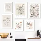 Абстрактный Матисс линия лица листья цветок настенная живопись холст скандинавские постеры и принты настенные картины для декора гостиной