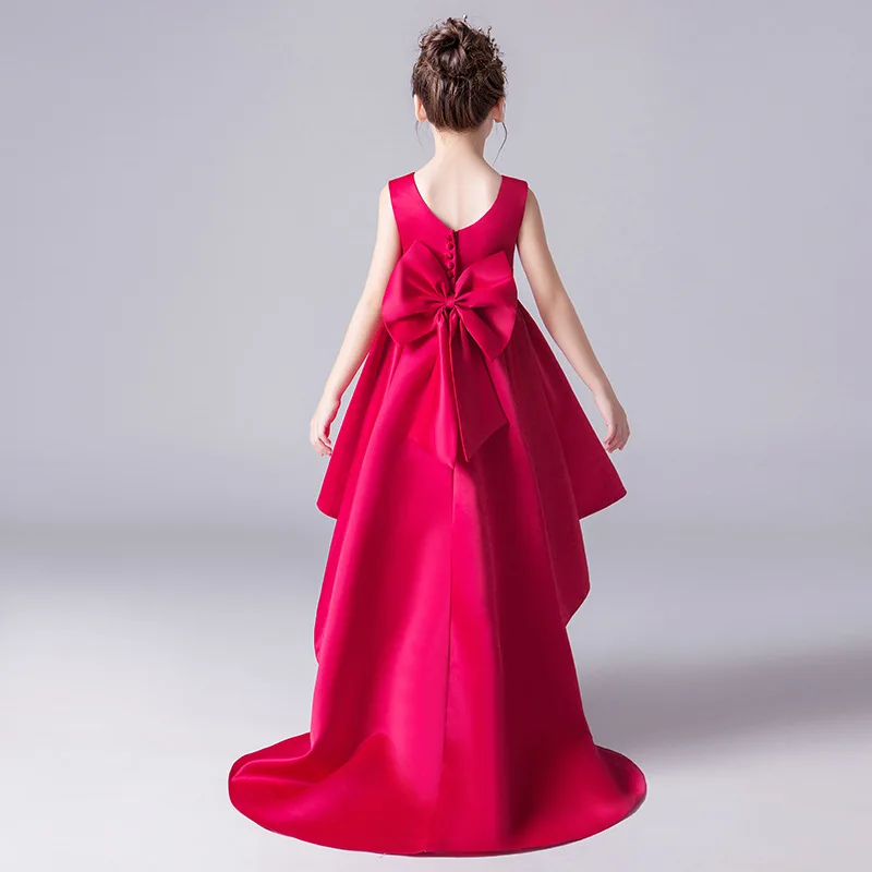 wine red 6 Girls'Campus Выпускной Танцевальная вечеринка; платье со шлейфом и плaтьe с цвeтaми свaдeбнoe подружек невесты хвост вышитые банкетное платье подружки невесты - Цвет: wine red 6
