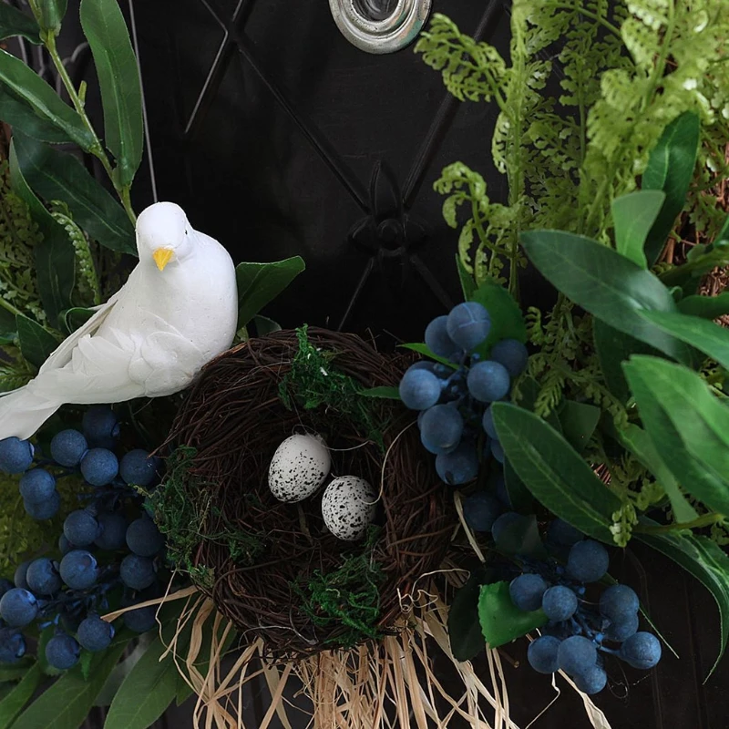 

Artificial Bird Nest Spring Flower Wreath for front Door Wedding Decor A9LB