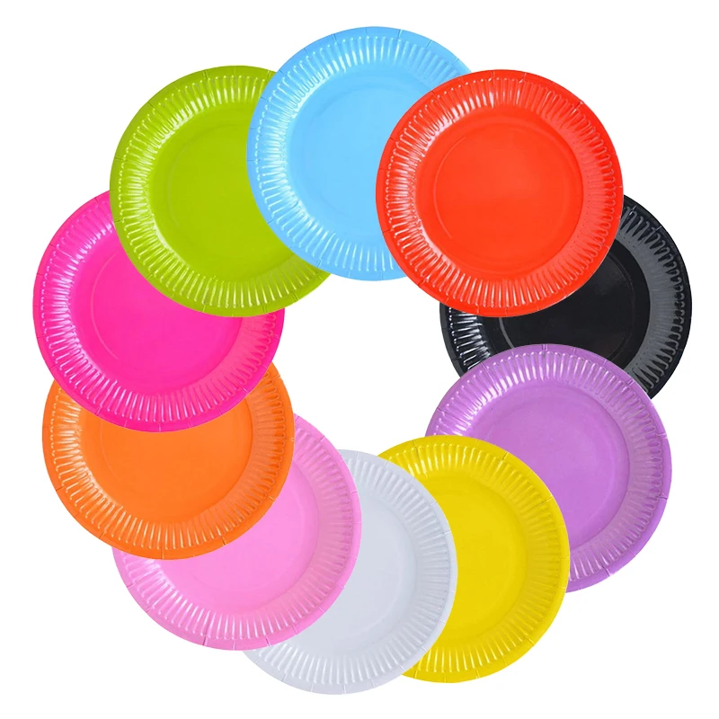 Популярные 10 шт одноразовые тарелки цветной картон детский ручной DIY день