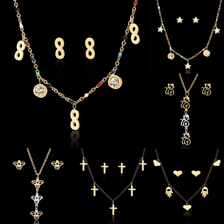 3 вида цветов Полые котенка пчелы бесконечное 8 сердец звезд колье с подвеской в