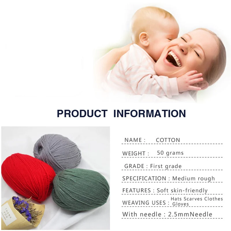 

12pcs Wholesale Yarn 50g Cord for Knitting Yarn Cotton Vestido Corto De Punto A Crochet Purses