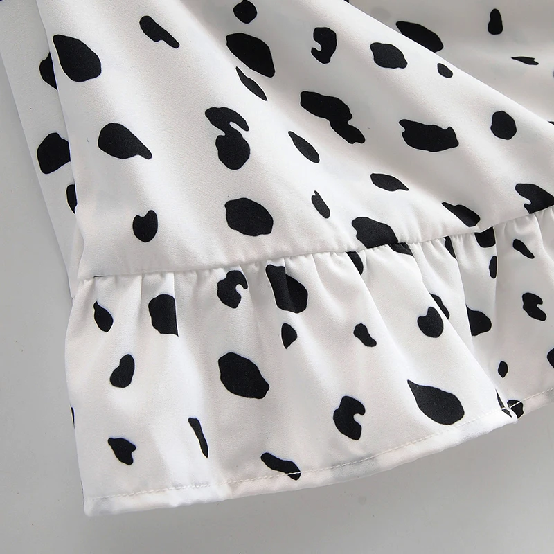 Женское Короткое платье в горошек с коротким рукавом и рюшами | Женская одежда