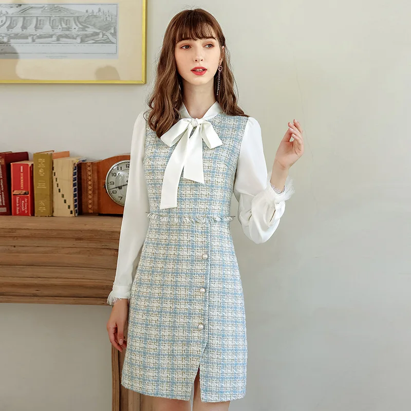 Новинка 2019 года сезон осень-зима Женское шерстяное платье трапециевидной формы с