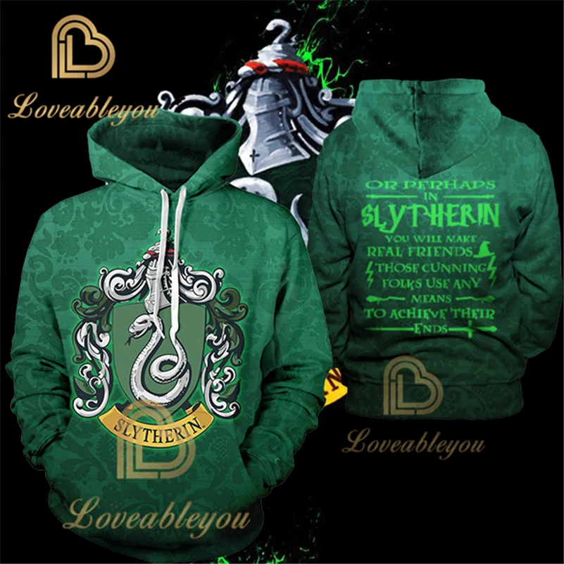 Slytherin Wizardry Gryffindor Slytherin Ravenclaw косплей костюм для мужчин и женщин толстовки пуловер Trackusits Повседневная куртка на молнии - Цвет: Slytherin